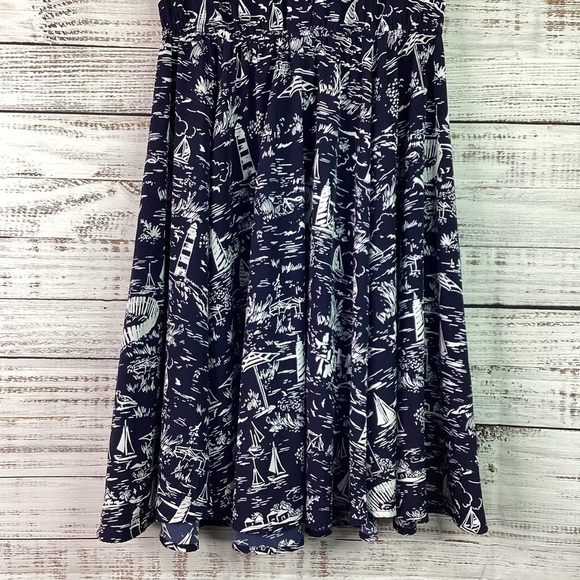 CHARTER‎ CLUB SIZE 10 PETITE NAVY BLUE SCENIC BEACH VACATION SUMMER DRESS - Picture 10 of 16